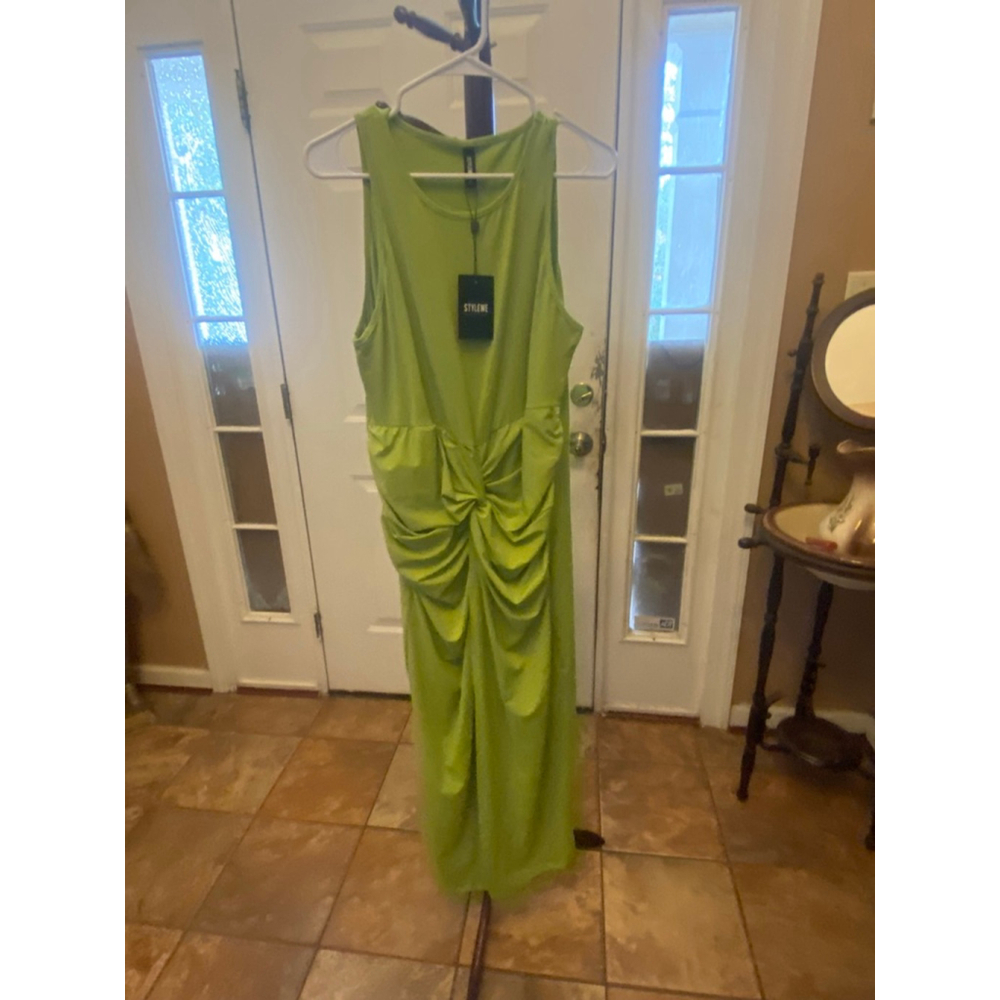 Women's STYLEWE Lime Green Ruched Maxi Dress XL